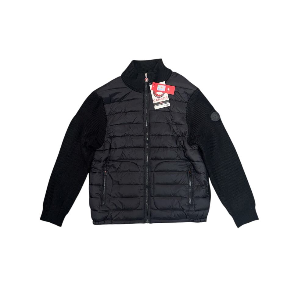Canada Weather Gear men's puffer jacket with sweater sleeves (BLACK)